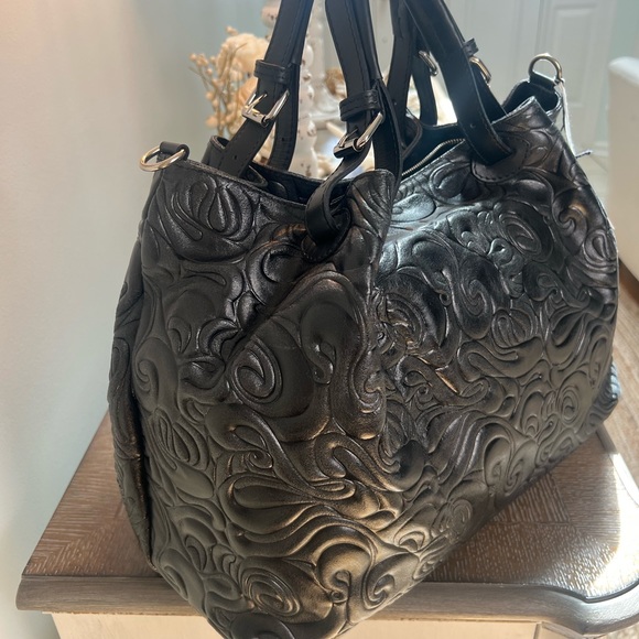 NWT BLK LEATHER Isadora BAG FAB DETAILING She’s a RoCk StAr💫 💥 FREE SHIPPING! - Picture 1 of 8